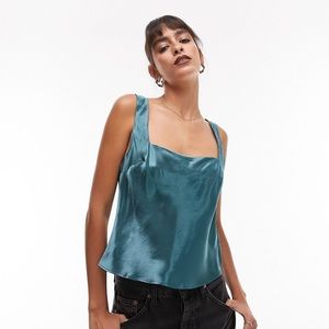 Topshop ASOS square neck cami top in ocean blue